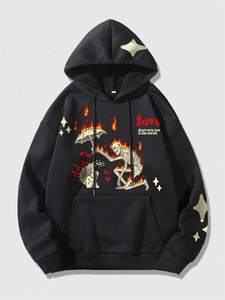 Sweat à capuche imprimé personnalisé pour hommes en polyester/coton, style fermeture éclair complète, tissu respirant et confortable - Product Image 6