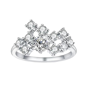 Anillo de Compromiso de Plata S925 con Moissanita de Corte Redondo de 0.50 CT, Líneas Irregulares de Moda Lujosa para Uso Diario, Combina con Vestidos, Regalo - Product Image 5