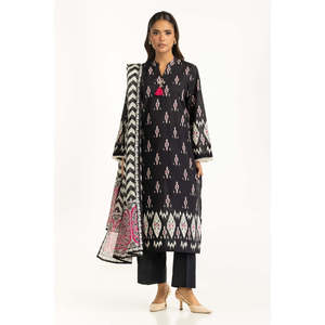 IUSTKSD-1156 Traje de Crepé Estampado de 3 Piezas Estilo Bohemio para Primavera/Verano con Mangas Tres Cuartos - Product Image 1