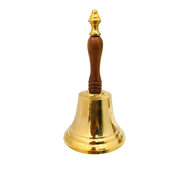 Puur Messing Bell Hand Bell Peon Bell Design Messing Look Metaal Met Houten Handvat Nieuw Voor Kantoor Huisdecoratie Liefde Op Maat