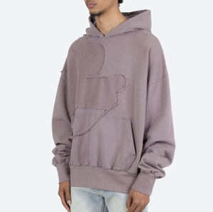 เสื้อฮู้ดผ้าฝ้าย100% สำหรับผู้ชาย400กรัมเสื้อฮู้ดโอเวอร์ไซส์เปิดไหล่ทรงหลวมโลโก้ตามสั่ง - Product Image 1