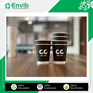 Conception personnalisée de boissons chaudes et froides servant des gobelets en papier kraft et blanc à double paroi de 8 oz disponibles en vrac avec logo - Product Image 6