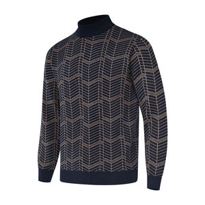 Suéter de cuello simulado liso para hombre de algodón 100% al por mayor, traje de invierno personalizable, antiarrugas, transpirable, anticontracción, Vintage frontal - Product Image 1