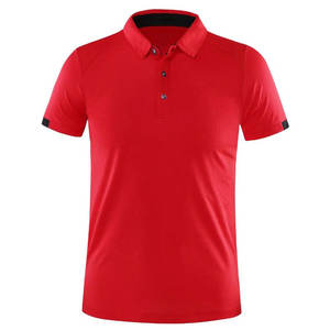 Chemise de performance athlétique décontractée pour homme |   Haut de sport respirant et à séchage rapide en tissu tricoté rouge vif - Product Image 1
