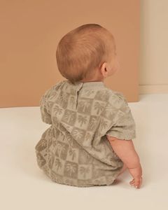 Relaxed Palm Jacquard <strong>Towelling</strong> Bubble Romper Baby Oversize Short Sleeve Baby <strong>Onesie</strong> - Product Image 3