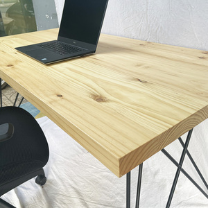 4cm Thick <b>Solid</b> Pine <b>Wood</b> <b>Desk</b> 140x70cm with Steel Hairpin Legs Minimalist Design SPD68166 - Product Image 3