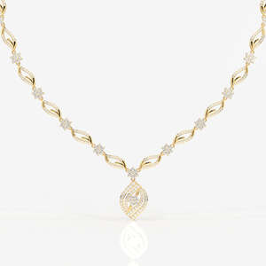 Florence Collection 9k Gold Bridal <b>Necklace</b> with Moissanite Diamond Elegant and Luxurious - Product Image 2