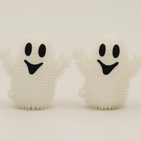 Pafu mainan Squishy menyala Halloween, mainan labu menyala putih lembut Squishy menyala berkedip hantu