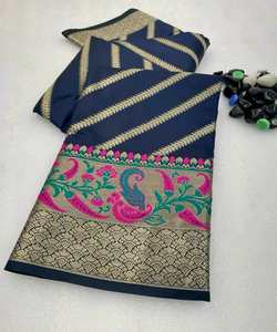 Rich Look Party Wear Saree en soie Georgette avec broderie Zari et travail manuel pour un style traditionnel indien sans effort - Product Image 3