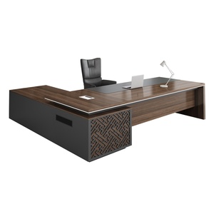 Bureau de direction moderne en bois extensible en forme de L, facile à assembler, écologique, table de bureau commerciale, poste de travail d'ordinateur d'angle - Product Image 6