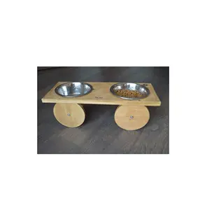 木材和不锈钢狗猫食品碗最佳设计手工产品宠物碗印度定制尺寸制造商