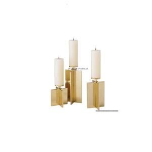 Juego de 3 candelabros chapados en oro de alta calidad de Metal de alta calidad, suministros de accesorios para mesa de comedor de hogar y Hotel - Product Image 1