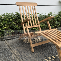 Nouvelle chaise longue de jardin en teck de Lisbonne, style moderne et minimaliste, pour l'extérieur, avec repose-pieds