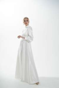 Robe abaya slim pour femmes musulmanes Robe de mariage modeste et exclusive couleur ivoire sans cape - Product Image 3
