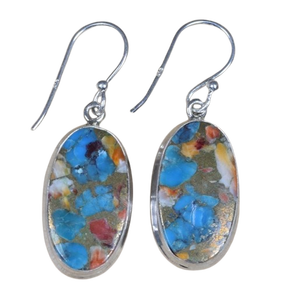 Pendientes de piedras preciosas turquesas para mujer y niña, Pendientes colgantes de ostra 925, pendientes de plata de ley sólida para joyería estampada 925 - Product Image 1