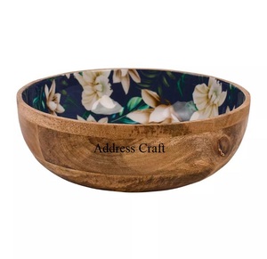 Nuevo Estilo Tazón de Frutas Hecho a Mano, Tazón de Ensalada de Madera con Calcomanía Esmaltada, Artículos para el Hogar, Vajilla, Accesorios de Mesa, Decoración para Bodas, Tazón para Servir - Product Image 3