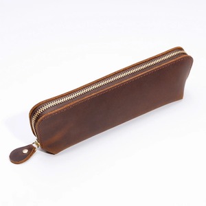 Leather Eco-Friendly Large Capacity Pencil & Pen Case <b>Storage</b> <b>Bag</b> with Metal Zipper Closure - Product Image 4