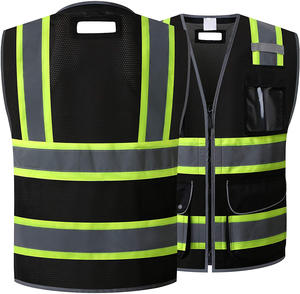 Gilet de sécurité pour le travail, gilet de sécurité réfléchissant avec Logo personnalisé, gilet de sécurité pour la circulation, gilet de sécurité noir pour la Construction - Product Image 1