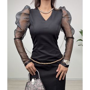 Robe fourreau sans manches en organza 1005, coupe ajustée avec taille naturelle - Product Image 3