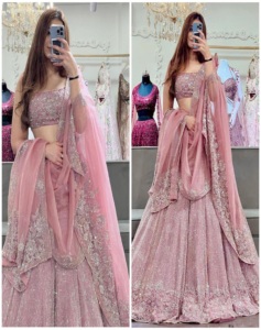 Lehenga choli สุนัขจิ้งจอกมีสไตล์อินเดียอินเดียอินเดียอินเดียรหัสแฟนซีการเข้ารหัสเลื่อมทำงานกับ Cancan & Canvas patta ผ้าใบ - Product Image 1