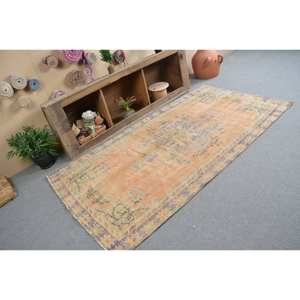 Hecho a mano respetuoso con el medio ambiente bohemio naranja azul Patchwork alfombra grande 4,2X7,6 pies lana látex respaldo Vintage estilo turco comedor - Product Image 2