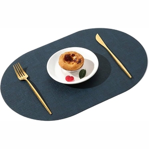 Set de table ovale en cuir de style nordique moderne, texturé, imperméable et résistant à l'huile, pour restaurant haut de gamme, décoration de mariage et de salle à manger - Product Image 1