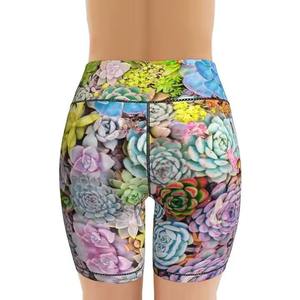 Pantalones cortos de Yoga de cintura alta sin costuras por sublimación para mujer - Product Image 6