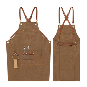 High Quality Custom Size Cotton Waterproof Canvas Brown <b>Aprons</b> With Pockets - Product Image 5