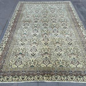 Vintage Turkish Rug, 6.4x9.6 ft Rug, <b>Brown</b> Persian <b>Wool</b> Rug - Product Image 1