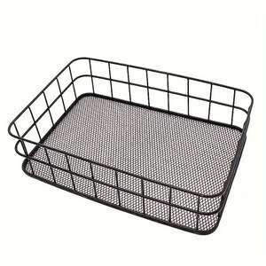 Panier à fruits en fil métallique noir moderne, empilable, pour la cuisine, bol de rangement, organisateur de pain et de légumes pour la maison, l'hôtel, le restaurant - Product Image 2