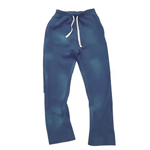 Conjunto de pantalones de chándal de entrenamiento de gran tamaño de lana lavado con ácido de alta calidad para hombres logotipo personalizado diseño frontal transpirable y plano - Product Image 4