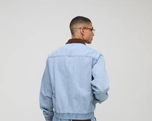 Chaqueta de mezclilla personalizada OEM con cremallera y cuello superior para hombre, chaqueta vaquera informal de manga larga con Cuello medio lavado, alta calidad - Product Image 3