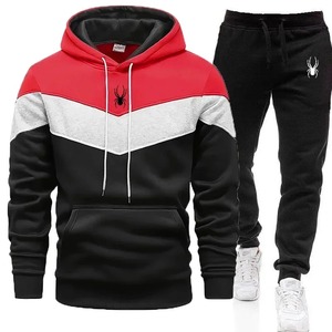 2025 hombres Casual Tricolor diario sudadera traje de alta calidad 100% algodón Jogging deportes chándal para invierno - Product Image 3