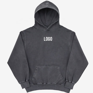 Sweat à capuche en molleton de coton 100% délavé pour homme, pull à coupe régulière, streetwear épais, haut chaud pour l'hiver - Product Image 1