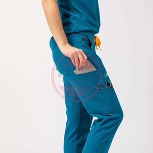 Premium cómodo tejido Hospital Scrubs uniforme pantalones cintura elástica multi-bolsillos conveniente Scrubs pantalones para profesionales - Product Image 3