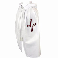 Manteau de Commanderie de Malte de Qualité Supérieure, Noir et Blanc, Croix Malteuse, Couleur et Logo Personnalisables, Toutes Tailles Disponibles, Franc-Maçonnerie