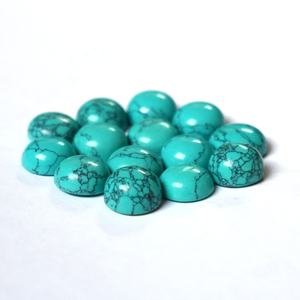 Piedra preciosa cabujón con parte posterior plana de forma redonda turquesa azul sintética para hacer joyas como anillos collar pulsera colgante - Product Image 3