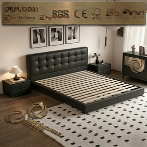 Letto a piattaforma silenzioso e salvaspazio con cassetti, in ecopelle e legno massello, <span class=keywords><strong>per</strong></span> camera da letto - Product Image 1