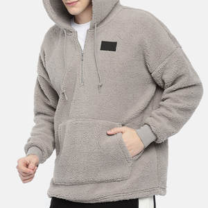 Custom Patchwork Fluffy Fleece <b>Hoodie</b> Wholesale Thick Warm Winter Oversized Quarter Zip <b>Sherpa</b> <b>Hoodies</b> - Product Image 2