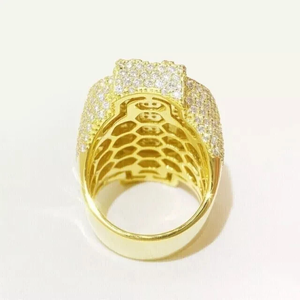 1.90Ct corte redondo Real Moissanite 14K anillo de hombre chapado en oro amarillo elegante lujoso con anillos de moissanita con signo de dólar - Product Image 2