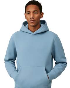 Sudadera con capucha azul claro para hombre, sudadera de lana suave con bolsillo de canguro, ropa de calle informal, Top liso con capucha para moda de invierno - Product Image 1