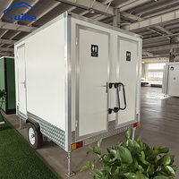 Cabine Sanitaire Portable de 3 Mètres pour Chantier Temporaire avec Toilettes et Lavabo, Remorque Sanitaire Remorquable