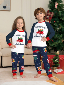 PASUXI Set Piyama Keluarga Premium Natal - Baju Rumah Lengan Raglan Kerah Bulat Motif Mobil untuk Pria Wanita Anak-anak - Product Image 3