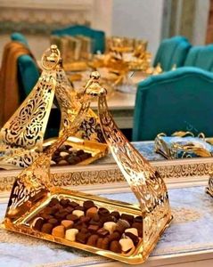 Vassoio Decorativo in Metallo per Ramadan, Ideale per Esporre Acqua <span class=keywords><strong>Zamzam</strong></span>, Tazze, Frutta Secca e Dolci Tradizionali per gli Ospiti - Product Image 2