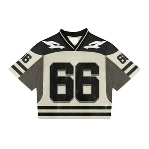 Venta al por mayor caliente de calidad premium juvenil en blanco fútbol americano Jersey personalizado de gran tamaño recortada Jersey Fan camisas - Product Image 4