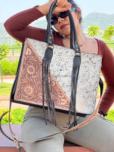 Nouveau sac fourre-tout en fourrure de vachette véritable de créateur sac à main en cuir élégant cheveux sur cacher sacs de sculpture usinés à la main pour femmes multi-usages - Product Image 3