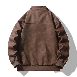 Vêtements d'extérieur coupe ample zippés avec poches café nouveau Style hiver chaud épais fausse peau veste de motard vestes d'hiver - Product Image 2