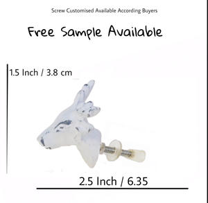 White Distressed Cast Iron <b>Door</b> Cabinet Drawer Knobs & Handle Reindeer Animal ColourWash <b>for</b> Wardrobe Kitchen Bedroom Hotel Use - Product Image 3