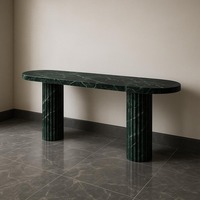 Table basse élégante en marbre vert Table d'appoint luxueuse en pierre naturelle pour le salon, le couloir et la décoration intérieure contemporaine.