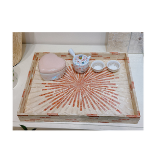 Plateau décoratif en nacre à motif floral vibrant, produit artisanal écologique, vente chaude, options de taille personnalisée 15cm-100cm - Product Image 3